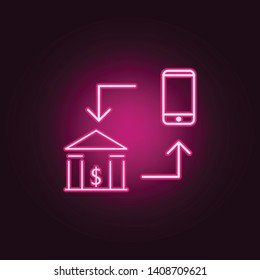 mobile bank neon icon. Elements of web set. Simple icon for websites, web design, mobile app, info graphics