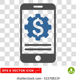 Mobile Bank Options EPS vector icon. Illustration style is flat iconic bicolor cobalt and gray symbol.