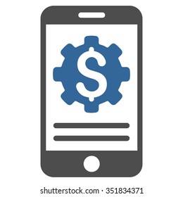 Mobile Bank Options vector icon. Style is bicolor flat symbol, cobalt and gray colors, rounded angles, white background.