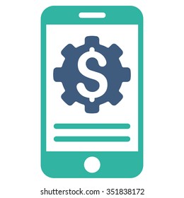 Mobile Bank Options vector icon. Style is bicolor flat symbol, cobalt and cyan colors, rounded angles, white background.