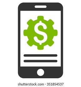 Mobile Bank Options vector icon. Style is bicolor flat symbol, eco green and gray colors, rounded angles, white background.