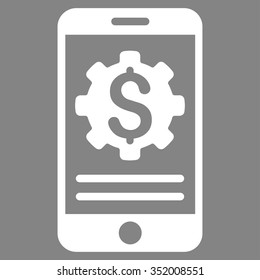 Mobile Bank Options vector icon. Style is flat symbol, white color, rounded angles, gray background.
