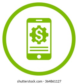 Mobile Bank Options vector icon. Style is flat circled symbol, eco green color, rounded angles, white background.