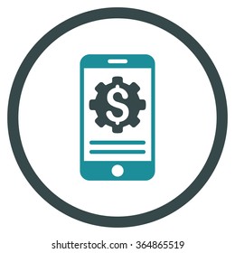 Mobile Bank Options vector icon. Style is bicolor flat circled symbol, soft blue colors, rounded angles, white background.
