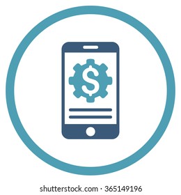 Mobile Bank Options vector icon. Style is bicolor flat circled symbol, cyan and blue colors, rounded angles, white background.