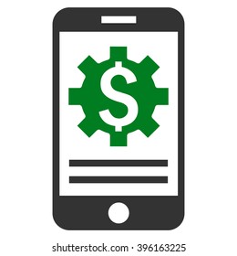 Mobile Bank Options vector icon. Style is bicolor flat symbol, green and gray colors, white background.