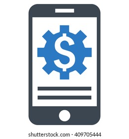 Mobile Bank Options vector icon. Style is bicolor flat symbol, smooth blue colors, white background.