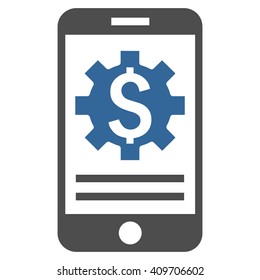 Mobile Bank Options vector icon. Style is bicolor flat symbol, cobalt and gray colors, white background.