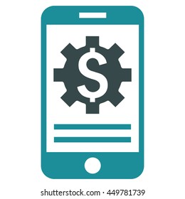 Mobile Bank Options vector icon. Style is bicolor flat symbol, soft blue colors, white background.