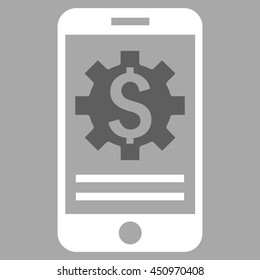 Mobile Bank Options vector icon. Style is bicolor flat symbol, dark gray and white colors, silver background.