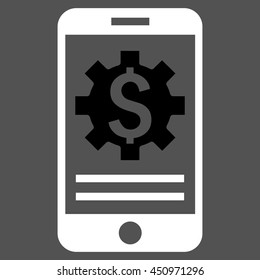 Mobile Bank Options vector icon. Style is bicolor flat symbol, black and white colors, gray background.