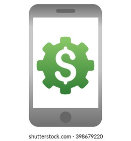 Mobile Bank Options vector toolbar icon for software design. Style is a gradient icon symbol on a white background.