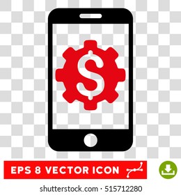 Mobile Bank Setup EPS vector icon. Illustration style is flat iconic bicolor intensive red and black symbol.