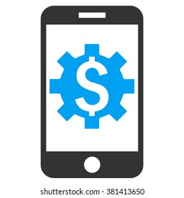 Mobile Bank Setup vector icon. Style is bicolor flat symbol, blue and gray colors, white background.