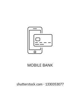 Mobile bank vector icon, outline style, editable stroke
