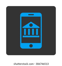 Mobile Bank vector icon. This flat rounded square button uses white and gray colors and isolated on a white background.