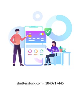 mobile banking app concept vector illustration. flat style design