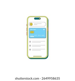 Mobile Banking App mit Debitkarte - Vektorgrafik