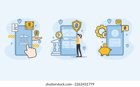 Mobile banking app illustration flat design