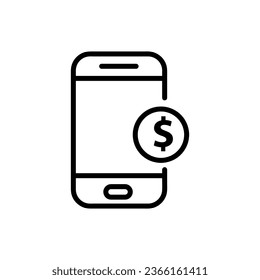 Mobile banking app outline icon. dollar symbol in mobile screen simple line vector icon. for mobile concept and web design..eps