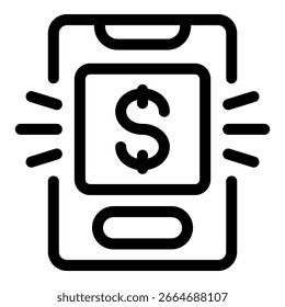 El App de la banca móvil está mostrando el signo del dólar, ganando el concepto del dinero