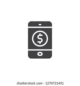 Mobile banking app vector icon. filled flat sign for mobile concept and web design. Tablet with dollar screen simple solid icon. Symbol, logo illustration. Pixel perfect vector graphics