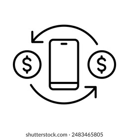 Mobile banking application Icon. Simple line icon. Isolate on white background. Vector.