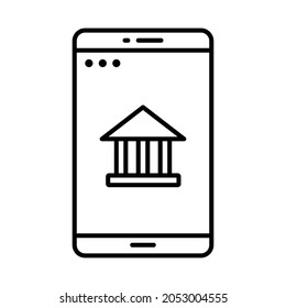 diseño vectorial de línea de aplicación bancaria móvil, icono de línea de trazo editable