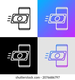 Mobile Banking: Banknoten, die auf dem Smartphone fliegen. Moderne Vektorgrafik.