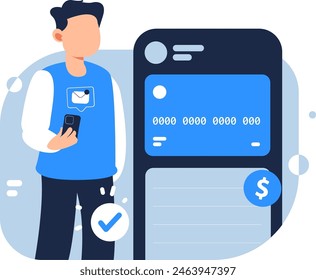 Mobile banking. Business fintech vector illustration concept