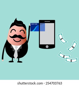 mobile banking for business or shopping at this technology and world wide age, vector illustration.