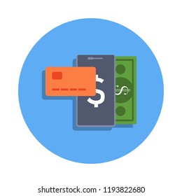 mobile banking colored icon in badge style. One of Banking collection icon can be used for UI, UX