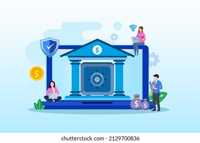 Mobile banking concept. Flat stylish icon design