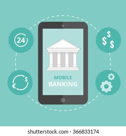 Mobile banking concept. Flat stylish icon design