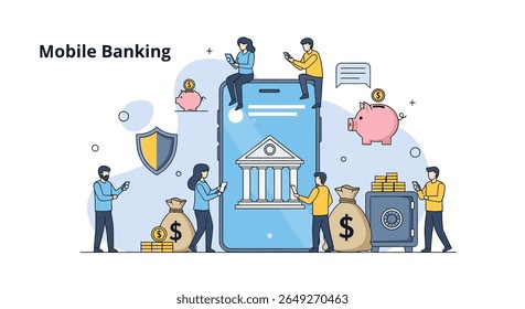 Mobile Banking Concept Illustrating Secure Financial Transactions and Easy Account Management for Users
