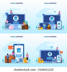 Mobile banking concept illustration vector.	
