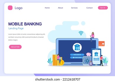 Mobile Banking Konzept, Vektorgrafik.