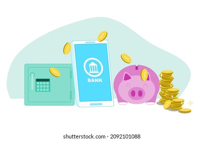 Mobile banking concept. Vector illustration flat design