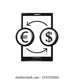 Mobile banking currency exchange concept icon isolated on white background