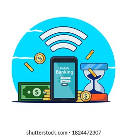 Mobile banking design ilustration vector. Internet banking concept.