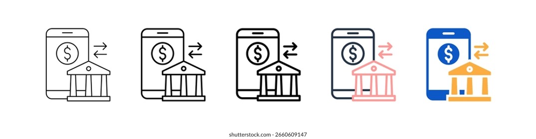 Mobile Banking different style icons set vector illustration.