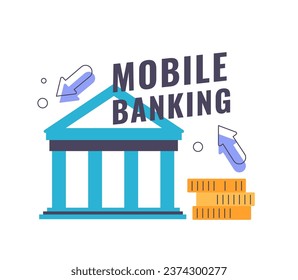 Mobile banking, easy access to account management, ability to make transfers and payments. Manage your finances online 24 hours day. Cashback reward programs for users. Vector in flat styles