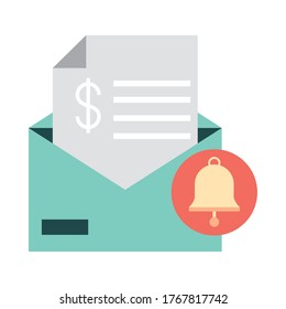 mobile banking, envelope bill money payment notification vector illustration flat style icon
