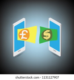 Mobile banking. exchange online application on smartphone