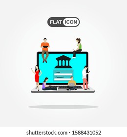 Mobile banking flat concept illustration 