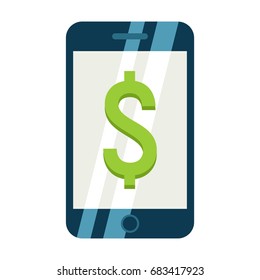Mobile banking flat icon, business and finance, phone sign vector graphics, a colorful solid pattern on a white background, eps 10.