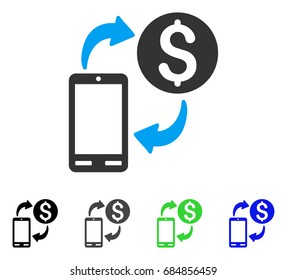 Mobile Banking flat vector pictograph. Colored mobile banking gray, black, blue, green icon versions. Flat icon style for graphic design.