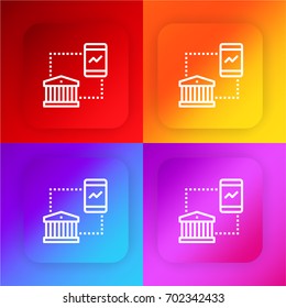 Mobile banking four color gradient app icon set