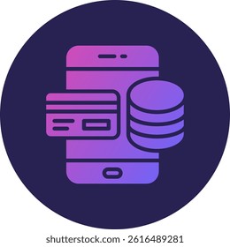 Mobile Banking Glyph Circle Gradient Icon