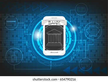 Mobile banking graphic technology background vector design